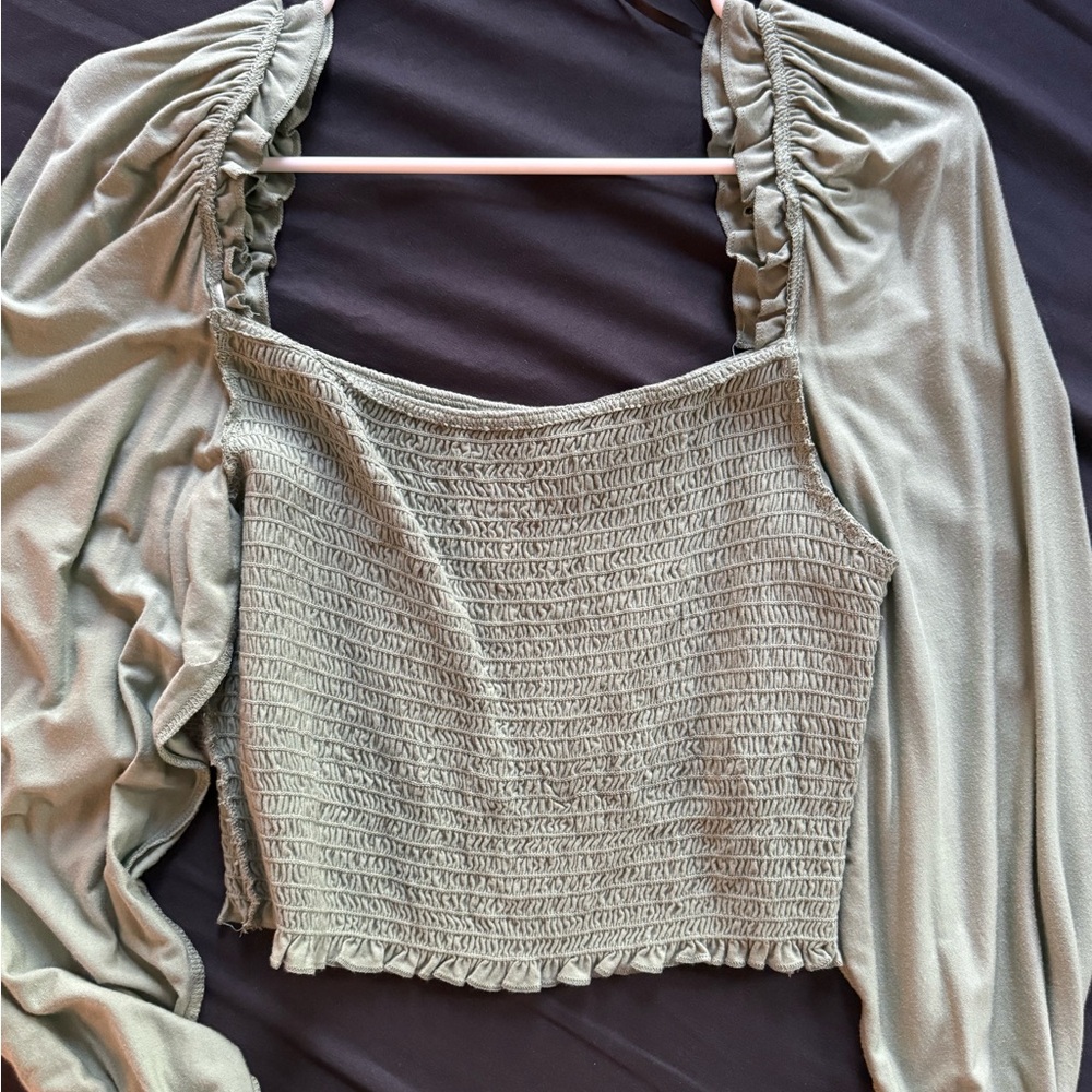 Sage Green Smocked Blouse